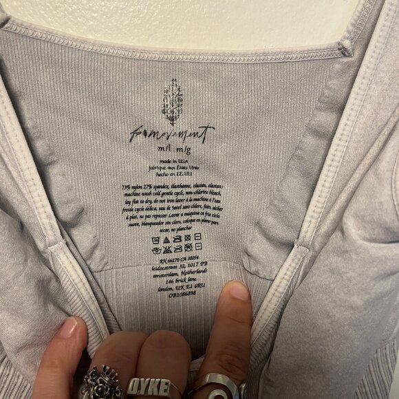 Free People Movement Gray Ribbed Crop Tank Top – Women’s M/L - Picture 3 of 4